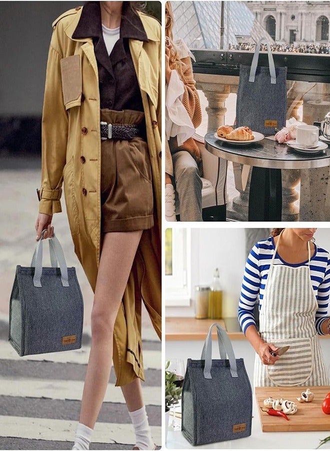 0 تي أوه وان تيك حقيبة الغداء، قابلة لإعادة الاستخدام، مناسبة للعمل في المكتب خارج الحرم الجامعي، إلخ. القماش الداخلي مصنوع من اللؤلؤ، رمادي، 25.5 × 22.5 × 13 سم - Image 5